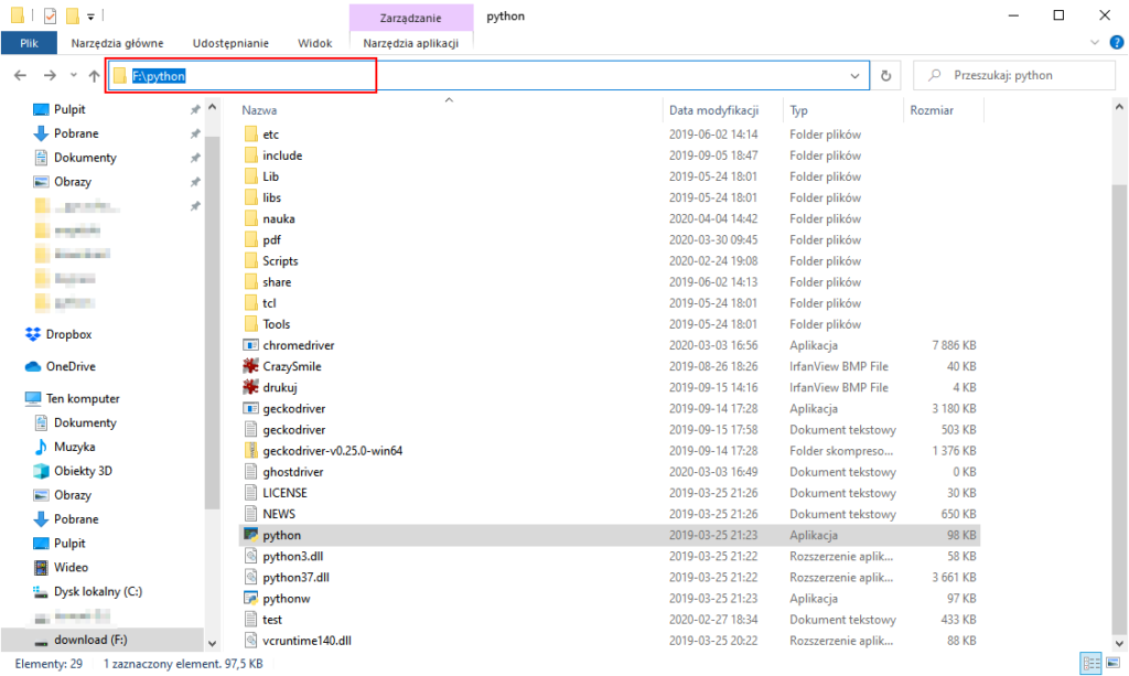 kopiowanie ścieżki z eksploratora plików